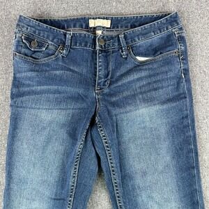 Banana Republic Jeans Womens 6/28 Petite Cropped Blue Stretch Denim Cuffed Hem